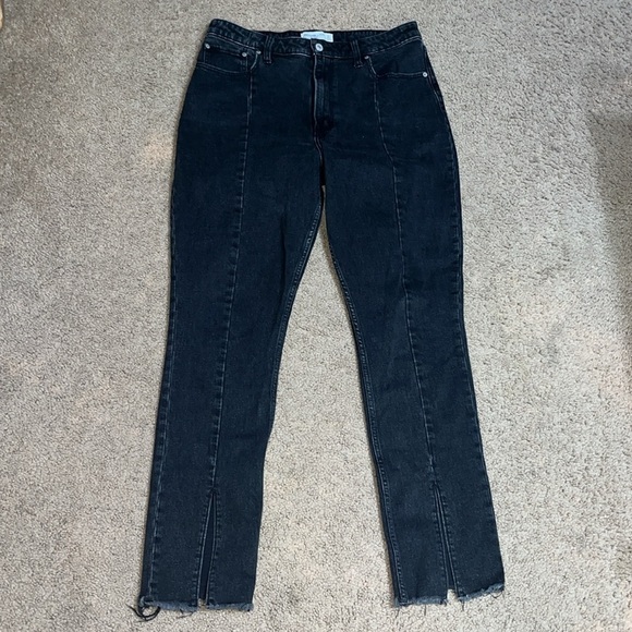 Abercrombie & Fitch Curve Love Skinny High Rise Seam Raw Split Hem Black 31 12R - Picture 5 of 13